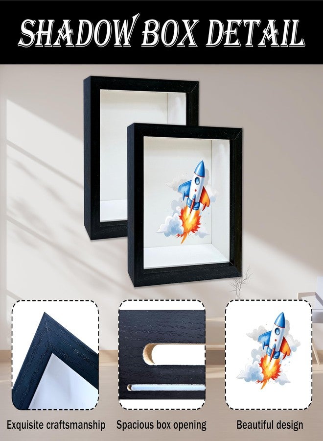 Mueddur Children Saving Money Shadow Box Frame, Boy Piggy Bank Box with Slot, Rocket Ship Themed Keepsake Memory Box, Fund Money Box Birthday Gifts for Kids, Boy Room Decorative Wooden Money Box -18 - Image 3